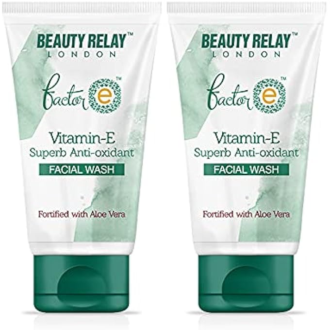 STRBOXONG - FACTOR E VITAMIN-E SUPERB ANTIOXIDANT FACIAL WASH - REMOVE OIL & DIRT, MOISTURE LOOK YOUNGER - SMOOTH & PERFECT - WHITENING & BRIGHTENING - WITH ALOEVERA, 175G, PACK OF 2 - Image 1